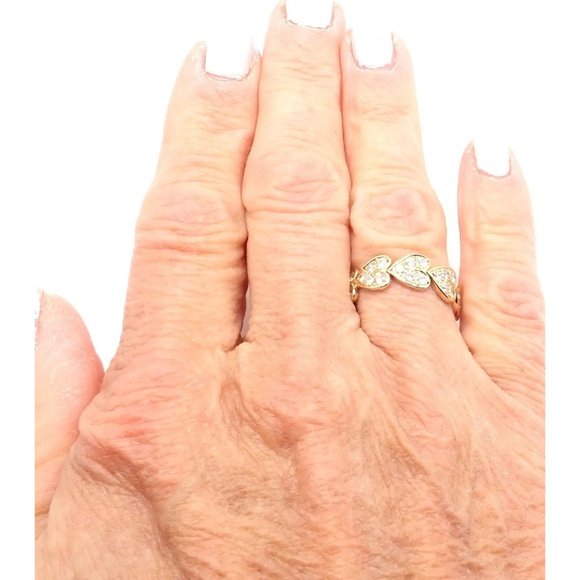 Authentic! Cartier 18k Yellow Gold Diamond Heart Eternity Band Ring Size 7.25 - Picture 7 of 10
